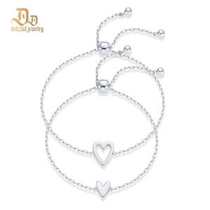 Delzzad BFF Friendship Heart Bracelets Adjustable Matching Bracelets Copper